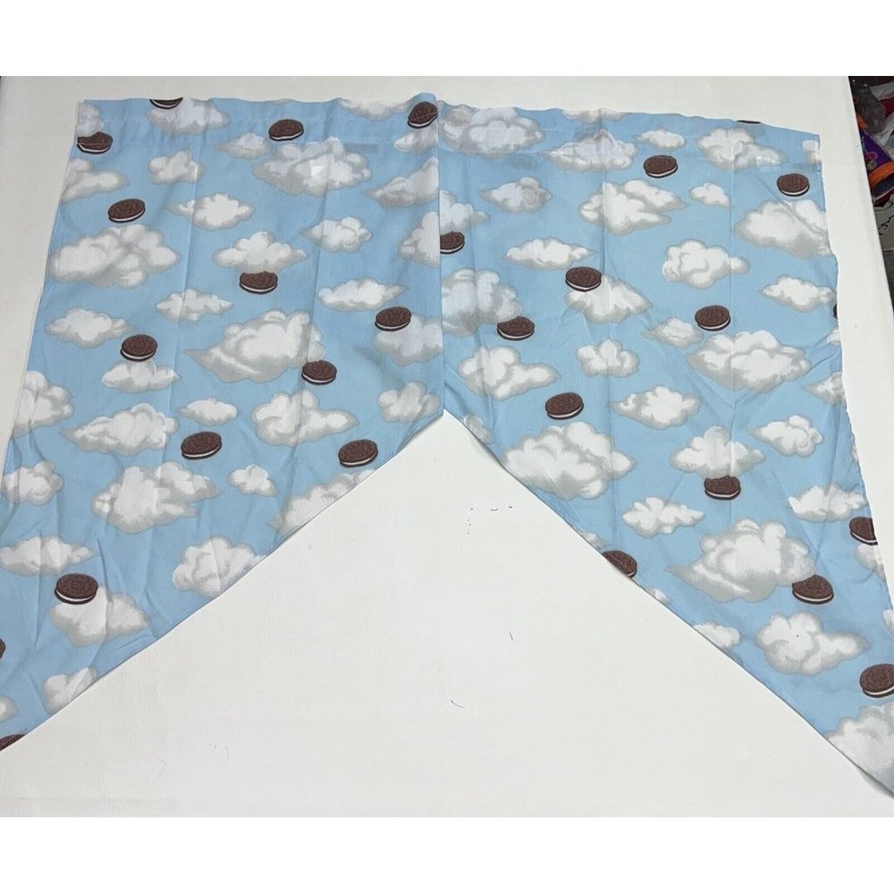 Oreo Cookie Valance Swag Curtains Pair Blue Clouds Springmaid 60X36 Rod Pocket